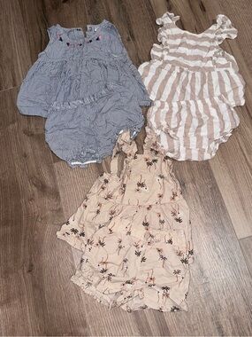 Carter's Cream Romper with Brown and Black Palm Print